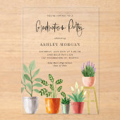 Invitations En Acrylique Boho Aquarelle Poted Houseplants Graduation (Recto)