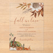 Invitations En Acrylique Boho automne rouille fleurie terre cuite feuille m (Recto)