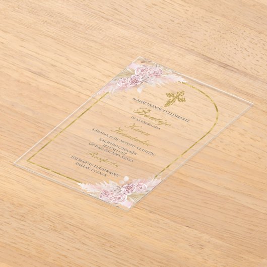 Invitations En Acrylique Boho Baptism espagnol (Poser)