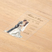 Invitations En Acrylique Boho beige with bride Wedding (Poser)