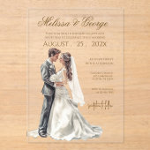 Invitations En Acrylique Boho beige with bride Wedding (Recto)