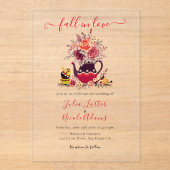 Invitations En Acrylique Boho Bourgogne Rose Pampas Lemon Tea Mariage (Recto)