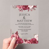 Invitations En Acrylique Boho Burgundy Floral Wedding (In situ (ordinateur de poche))