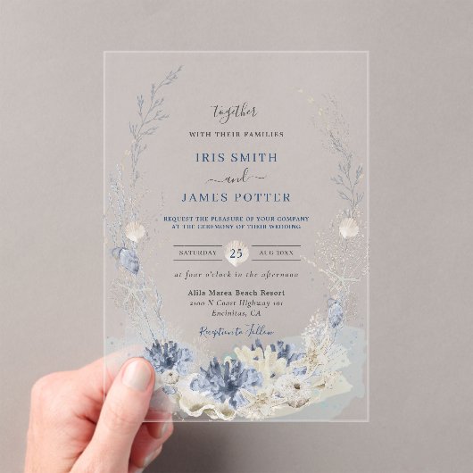 Invitations En Acrylique Boho Chic Beach Destination Hampton Mariage (In situ (ordinateur de poche))
