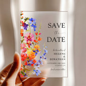 Invitations En Acrylique Boho Chic Elegant Wildflower Wedding Save The Date