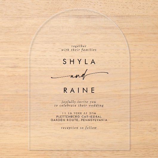 Invitations En Acrylique Boho Chic Moderne Décontracté clair Mariage acryli (Recto)