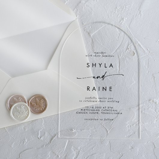 Invitations En Acrylique Boho Chic Moderne Mariage Casual Clair Acrylique