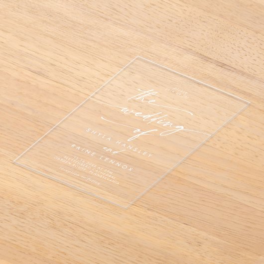 Invitations En Acrylique Boho Chic Moderne Simple Blanc Clair Mariage (Poser)