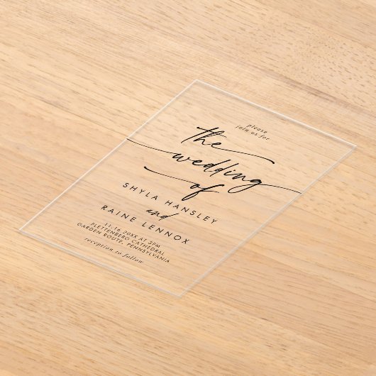 Invitations En Acrylique Boho Chic Moderne Simple Clair Mariage Acrylique (Poser)