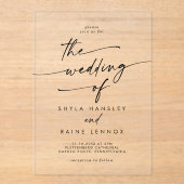 Invitations En Acrylique Boho Chic Moderne Simple Clair Mariage Acrylique (Recto)