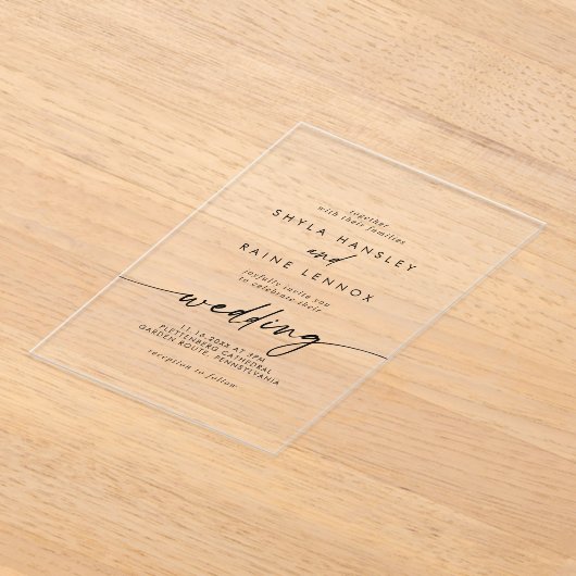 Invitations En Acrylique Boho Chic Simple Rustique Clair Mariage Acrylique (Poser)