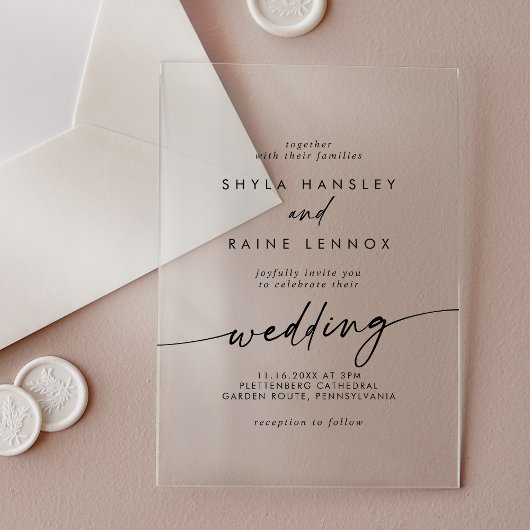 Invitations En Acrylique Boho Chic Simple Rustique Mariage Clair Acrylique