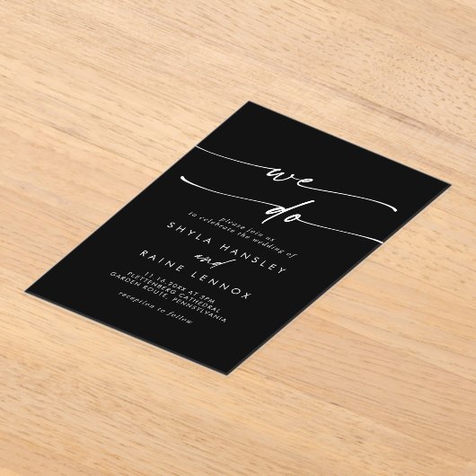 Invitations En Acrylique Boho Chic Unique Blanc Noir Nous faisons Mariage (Poser)