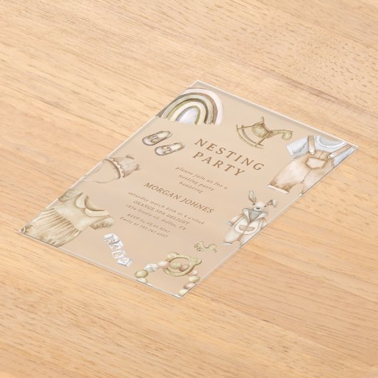 Invitations En Acrylique Boho Cloches Nursery Nesting Party (Poser)