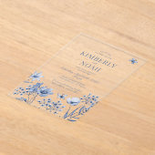 Invitations En Acrylique Boho dusty blue wildflowers wedding (Poser)