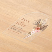 Invitations En Acrylique Boho Earthy Floral Pampas Mariage Enregistrer la d (Poser)