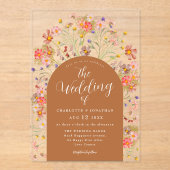 Invitations En Acrylique Boho Fall Rustic Floral Mariage (Recto)