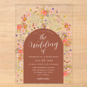 Invitations En Acrylique Boho Fall Rustique Floral Terracotta Mariage (Recto)