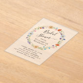 Invitations En Acrylique Boho Fête des mariées florale givrée (Poser)