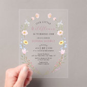 Invitations En Acrylique Boho Fleur sauvage 1er Jardin d'anniversaire (In situ (ordinateur de poche))