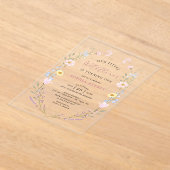 Invitations En Acrylique Boho Fleur sauvage 1er Jardin d'anniversaire (Poser)