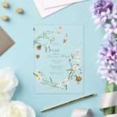 Invitations En Acrylique Boho Fleur sauvage Bee Beige Fête des mariées (Insitu (Mariage))