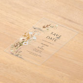 Invitations En Acrylique Boho fleur sauvage beige Botanique Enregistrer la (Poser)