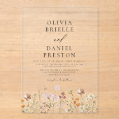Invitations En Acrylique Boho Fleur sauvage Beige Garden Mariage (Recto)
