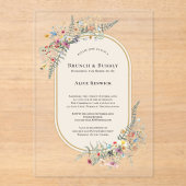 Invitations En Acrylique Boho Fleur sauvage Fern Beige Bridal Brunch (Recto)
