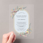 Invitations En Acrylique Boho Fleur sauvage Fern Dusty Blue Lingerie Douche (In situ (ordinateur de poche))