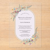 Invitations En Acrylique Boho Fleur sauvage Fern Lavender Bridal Brunch (Recto)