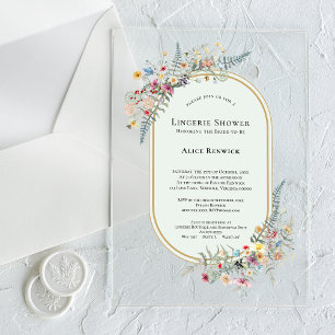 Invitations En Acrylique Boho Fleur sauvage Fern Mint Green Lingerie Douche