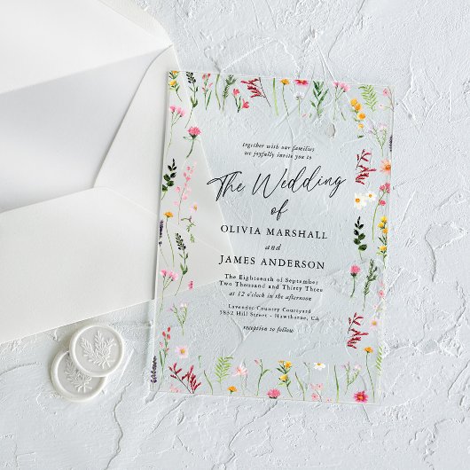 Invitations En Acrylique Boho Fleur sauvage Floral Mariage