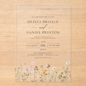 Invitations En Acrylique Boho Fleur sauvage Garden Wedding (Recto)