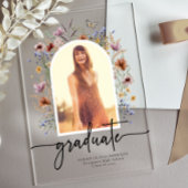 Invitations En Acrylique Boho Fleur sauvage Graduate Photo Acrylique Invita