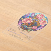 Invitations En Acrylique Boho fleurs vitrail imitation anniversaire (Poser)