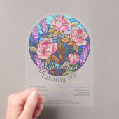 Invitations En Acrylique Boho fleurs vitrail imitation anniversaire (In situ (ordinateur de poche))