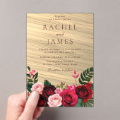 Invitations En Acrylique Boho Floral Bourgogne Mariage d'automne (In situ (ordinateur de poche))