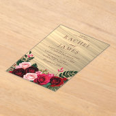 Invitations En Acrylique Boho Floral Bourgogne Mariage d'automne (Poser)