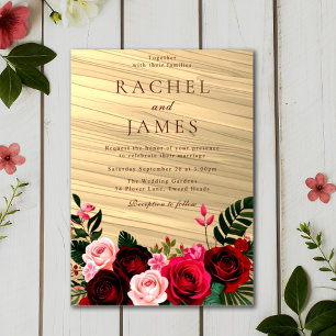 Invitations En Acrylique Boho Floral Bourgogne Mariage d'automne