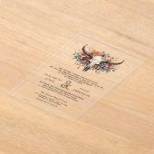 Invitations En Acrylique Boho Floral Cow Skull Western Wedding (Poser)