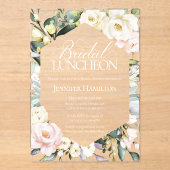 Invitations En Acrylique Boho Floral Frame Fête des mariées de déjeuner nup (Recto)