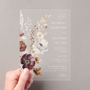 Invitations En Acrylique Boho Floral Mariage