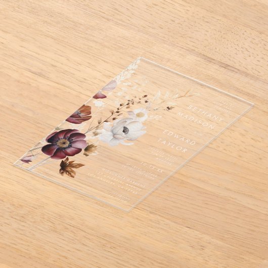 Invitations En Acrylique Boho Floral Mariage (Poser)