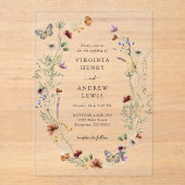 Invitations En Acrylique Boho Floral Mariage (Recto)