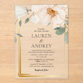 Invitations En Acrylique Boho Floral  Wedding  (Recto)