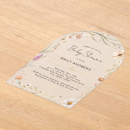 Invitations En Acrylique Boho Flower Baby Shower (Poser)