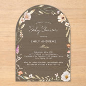 Invitations En Acrylique Boho Flower Baby Shower (Recto)