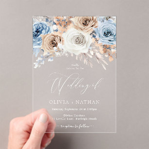 Invitations En Acrylique Boho Flowers Mariage