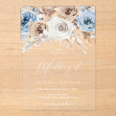 Invitations En Acrylique Boho Flowers Mariage (Recto)